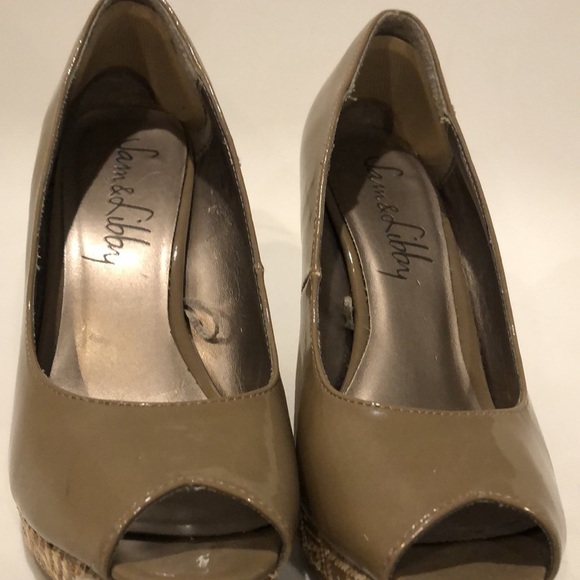 sam & Libby Aztec wedge patent leather peeptoe 7.5 - Picture 6 of 11